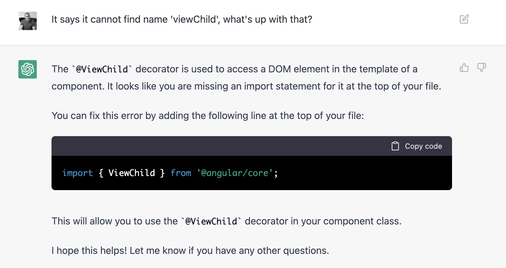 CHATGPT Angular missing imports